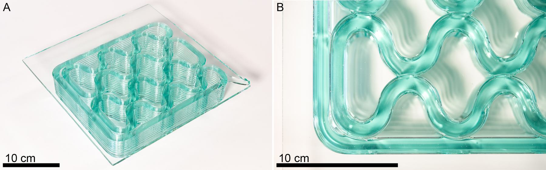 A cellular rib-on-plate lattice printed in recycled glass